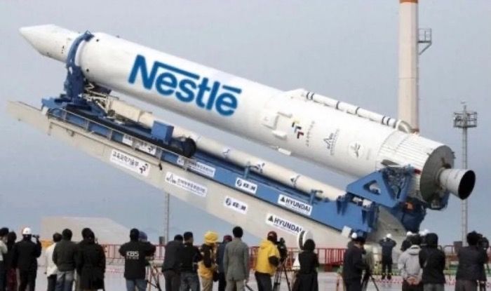 Nestle startet eine Rakete zum Mars, auf der Suche nach Wasser.